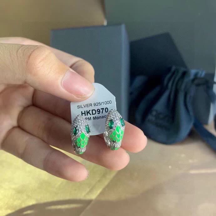 APM Monaco Emerald Serpent Hoop Earrings